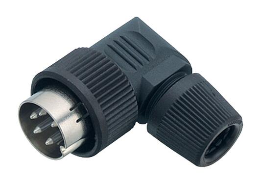 Illustration Bayonet Male angled connector, Contacts: 2, 6.0-8.0 mm, unshielded, solder, IP40