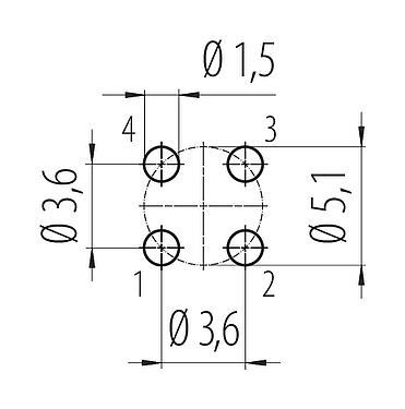 지휘자 레이아웃 86 0639 1000 00044 - M12 메일 패널 마운트 커넥터, 콘택트 렌즈: 4, 차폐되지 않음, THT, IP68, UL 2238, M16x1.5, 전면 마운팅
