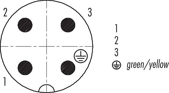 Contactconfiguratie (Insteekbereik) RD24 Male haakse connector, aantal polen: 3+PE, onafgeschermd, aan de kabel aangegoten, IP67, PVC, zwart, 4 x 1,50 mm², 2 m