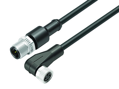 Abbildung 77 3429 3408 50003-0300 - Verbindungsleitungen Kabelstecker - Winkeldose, Polzahl: 3, ungeschirmt, am Kabel angespritzt, IP67, UL, PUR, schwarz, 3 x 0,34 mm², 3 m