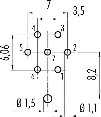 Geleiderconfiguratie M16 Female panel mount connector, aantal polen: 7 (07-a), schermbaar, THT, IP67, UL 2238, M18x0,75, Achterwandmontage