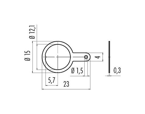Scale drawing 04 0208 002 - M9 IP67 - Solder ring; Series 702/712