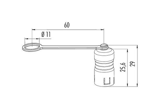 Scale drawing Protecting cap, IP67, with retaining strap