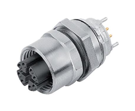 Illustration M12 Female panel mount connector, Contacts: 8, shieldable, THT, IP67, UL, M12x1.0, Front mounting