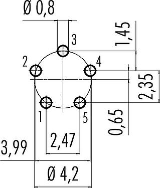 导体结构 Snap-in 快插 孔头法兰座, 极数: 5, 非屏蔽, THT, IP67, UL 2238, M8x0,75, 板前安装