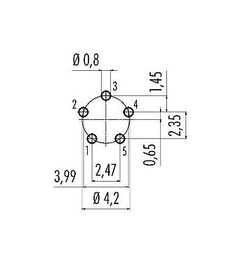 Disposition du conducteur Snap-In Embase femelle, Contacts: 5, non blindé, THT, IP67, UL 2238, M8x0,75, Montage frontal