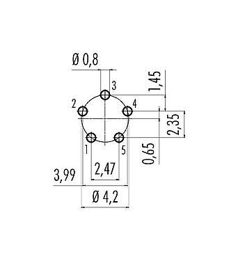Disposizione dei conduttori 99 9216 090 05 - Snap-In Connettore femmina a flangia, Numero poli: 5, non schermato, THT, IP67, UL