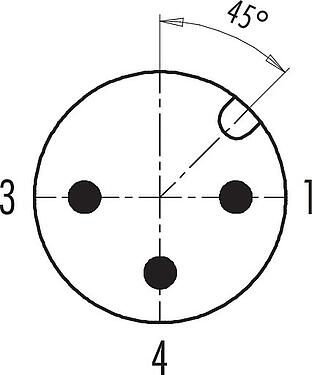 Uspořádání kontaktů (strana zástrčky) M12 Úhlová zástrčka, : 3, 6,0-8,0 mm, nestíněný, šroubovací svorka, IP67, UL 2238
