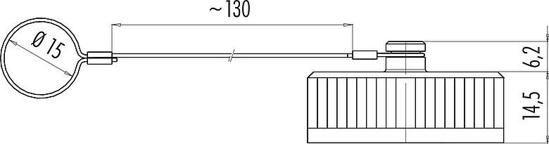 Dessin coté Capuchon de protection, IP65, pour connecteur mâle