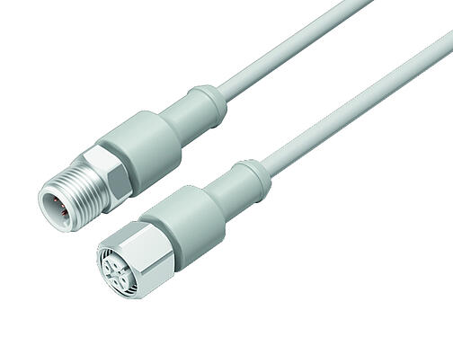 Illustration 77 3730 3729 40405-0500 - M12/M12 Connecting cable male cable connector - female cable connector, Contacts: 5, unshielded, moulded on the cable, IP69K, Ecolab, FDA compliant, Special TPE, grey, 5 x 0.34 mm², Food & Beverage, stainless steel, 5 m