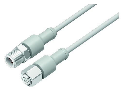 Illustration 77 3730 3729 20404-0200 - M12/M12 Câble de raccordement connecteur mâle - connecteur femelle, Contacts: 4, non blindé, surmoulé sur le câble, IP69K, UL, Ecolab, PVC, gris, 4 x 0,34 mm², Industrie alimentaire, Acier inoxydable, 2 m