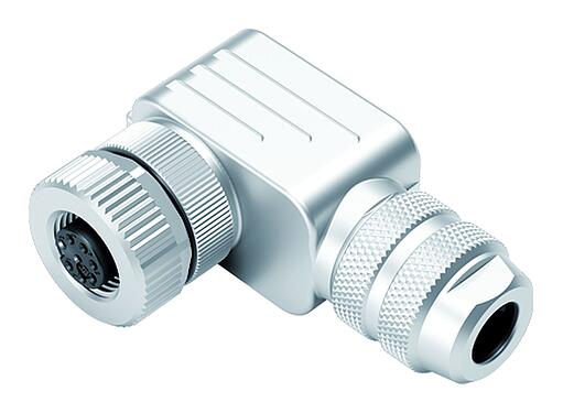Illustration M12 Connecteur femelle coudé, Contacts: 8, 6,0-8,0 mm, blindable, pince à visser, IP67, UL 2238, avec anneau de protection