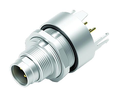 Illustration 09 0407 35 03 - M9 Male panel mount connector, Contacts: 3, shieldable, THT, IP67, front fastened