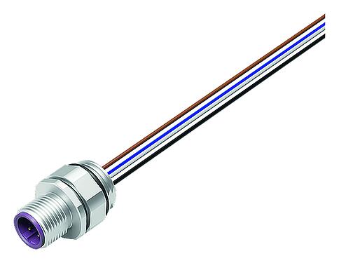 Abbildung M12 Flanschstecker, Polzahl: 5, ungeschirmt, Litzen, IP68, UL 2238, M16x1,5, Frontmontage
