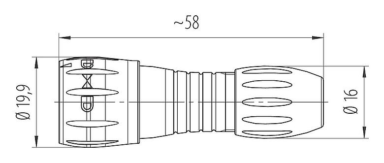 Schaaltekening 99 0771 400 08 - Bajonet Kabelstekker, aantal polen: 8, 2,5-4,0 mm, onafgeschermd, soldeer, IP67
