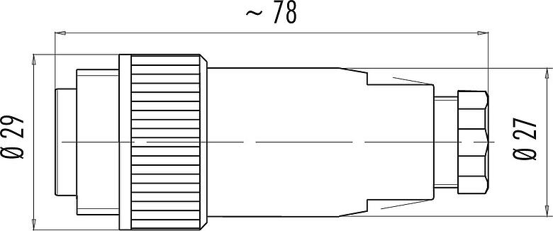 Maßzeichnung RD24 Kabelstecker, Polzahl: 3+PE, 8,0-10,0 mm, ungeschirmt, schraubklemm, IP67, UL, ESTI+, VDE, PG 11