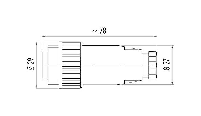 Maßzeichnung RD24 Kabelstecker, Polzahl: 6+PE, 8,0-10,0 mm, ungeschirmt, löten, IP67, UL, ESTI+, VDE, PG 11