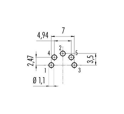 Geleiderconfiguratie M16 Female panel mount connector, aantal polen: 5 (05-b), onafgeschermd, THT, IP67, M18x0,75, Achterwandmontage