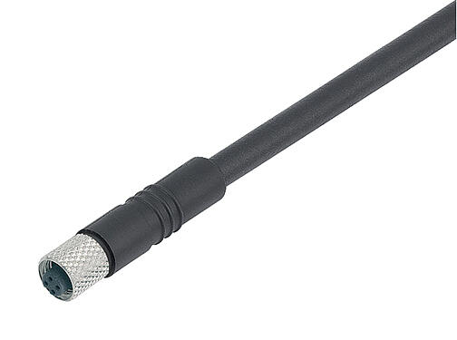 Ilustração 77 3550 0000 40004-0200 - M5 Tomada de cabo, Contatos: 4, blindado, moldado no cabo, IP67, UL, M5x0,5, PUR, preto, 4 x 0,14 mm², 2 m
