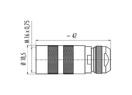 Scale drawing 99 5126 760 07 - M16 Female cable connector, Contacts: 7 (07-a), 4.1-7.8 mm, shieldable, crimping (Crimp contacts must be ordered separately), IP67, UL, Short version