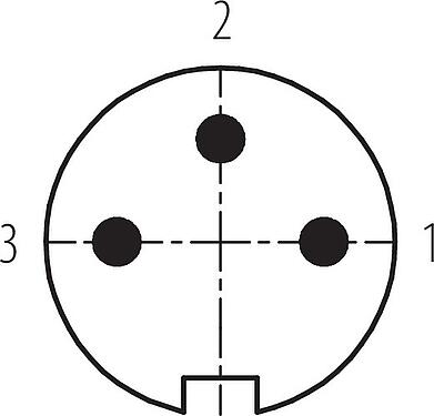 Contact arrangement (Plug-in side) M16 Male panel mount connector, Contacts: 3 (03-a), unshielded, solder, IP67, UL 2238, M18x0,75, Front mounting