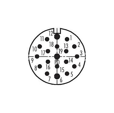 Contactconfiguratie (aansluitzijde) 99 4633 00 19 - M23 Male vierkant-flens, aantal polen: 19, onafgeschermd, soldeer, IP67, aan voorkant verschroefbaar