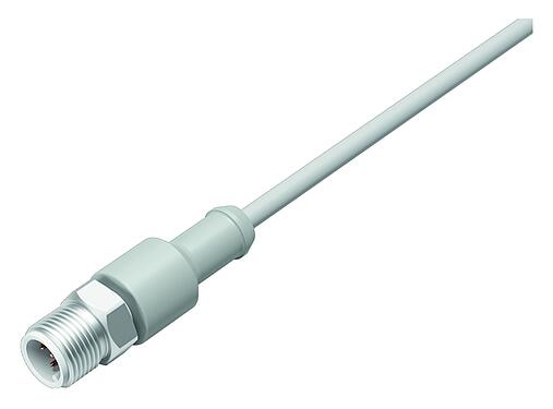 插图 M12 直头针头电缆连接器, 极数: 4, 非屏蔽, 预铸电缆, IP67/IP69K, Ecolab, 符合FDA, 特殊TPE, 灰色, 4x0.34 mm², 不锈钢, 2m