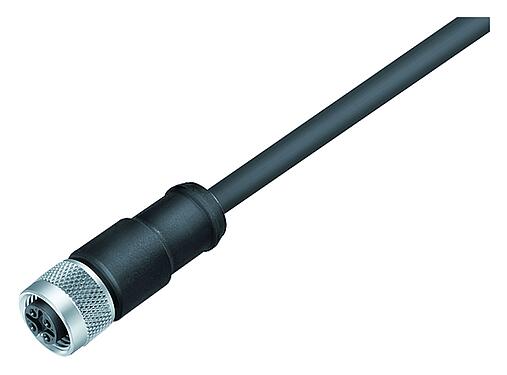 Abbildung 77 3530 0000 50708-0500 - M12 Kabeldose, Polzahl: 8, geschirmt, am Kabel angespritzt, IP67, UL, PUR, schwarz, 8 x 0,25 mm², 5 m