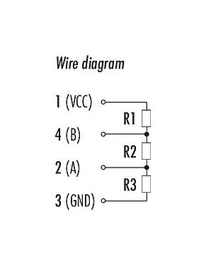 Stiftkonfigurationsritningar M12 Avslut plugg, antal poler: 4, oskärmad, IP69K, Profibus, PUR