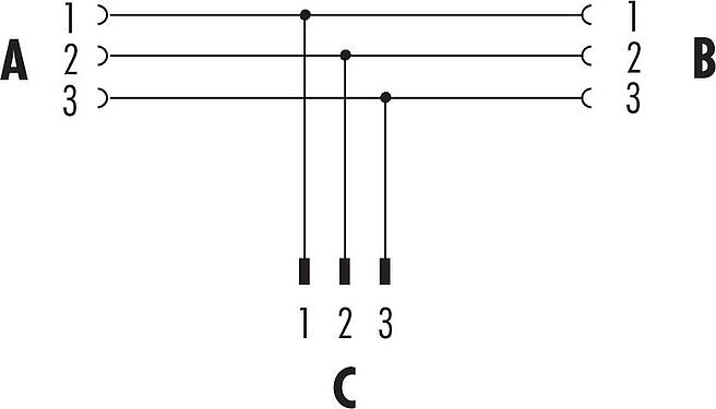 Pin assignment plans Snap-In Twin distributors, Y-distributor, Contacts: 3, unshielded, pluggable, IP67, UL 2238, VDE