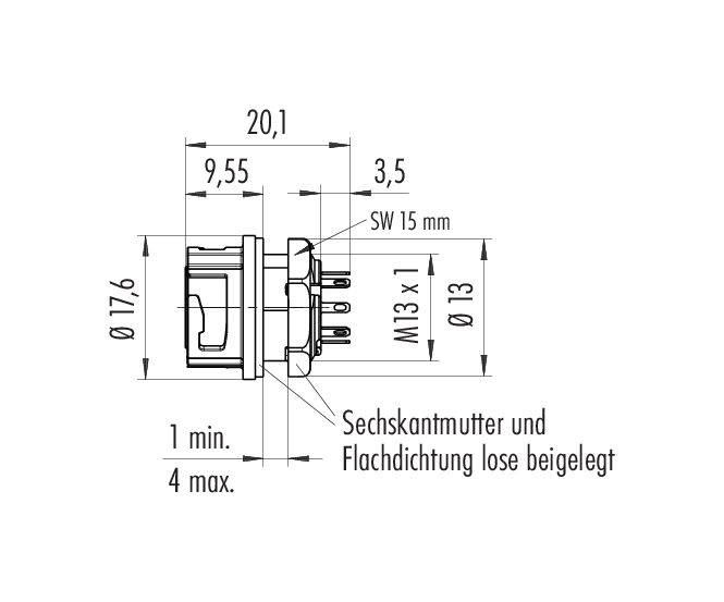 09 0774 000 08  binder Bajonett Flanschdose, Polzahl: 8, ungeschirmt,  löten, IP67