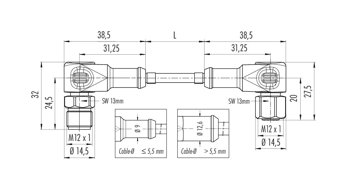 77 3734 3727 20405-0200  binder M12/M12 Câble de raccordement connecteur  mâle coudé - connecteur femelle coudé, Contacts: 5, non blindé, surmoulé  sur le câble, IP69K, UL, Ecolab, PVC, gris, 5 x 0,34 mm², Industrie  alimentaire, Acier inoxydable, 2 m