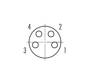 Disposición de los contactos (lado de la conexión) 86 6618 1120 00004 - M8 Toma de brida, Número de contactos: 4, blindable, THT, IP67, UL, M10x0,75, atornillable por delante