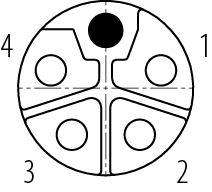 Koskettimien järjestys (plug in -puoli) M12 Laippapistorasia, Napojen määrä: 4, suojaamaton, THR, IP68, UL 2238, M16x1,5, Etukiinnitys