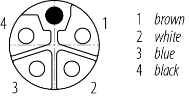 Koskettimien järjestys (plug in -puoli) M12 Laippapistorasia, Napojen määrä: 4, suojaamaton, punokset, IP68, UL 2238, M16x1,5, Etukiinnitys