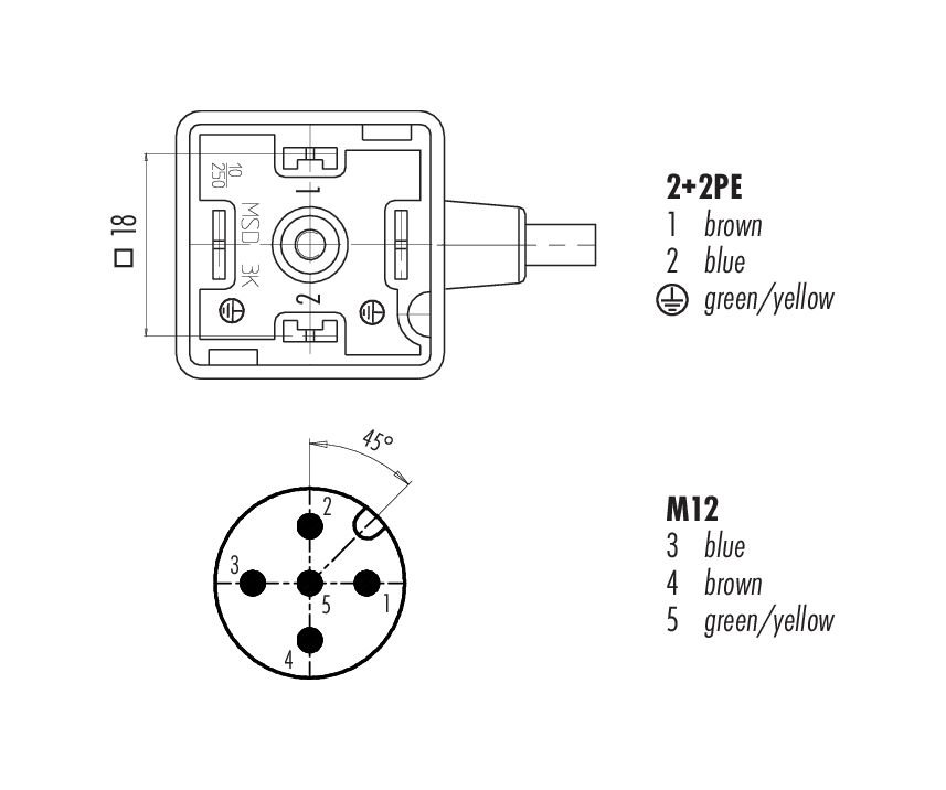 79 5707 10 03 binder Connecting cable, Contacts 2+2PE, unshielded