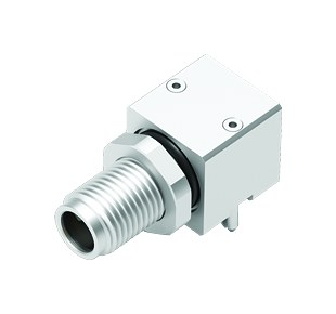 Illustration 86 8005 1101 00004 - M5 Male angled panel mount connector, Contacts: 4, shieldable, solder, IP68, UL