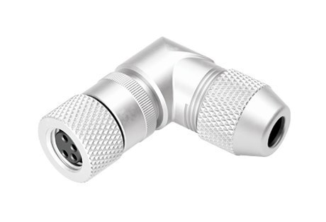 Иллюстрация M8 Угловая розетка, Количество полюсов: 4, 3,5-5,0 мм, экранируемый, пайка, IP67, UL 2238