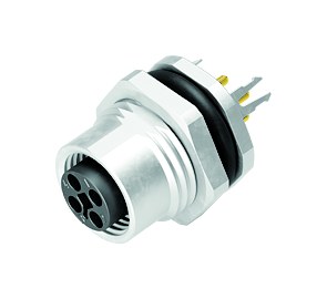 Illustration 86 1240 1100 00044 - M12 Embase femelle, Contacts: 4, blindé, THT, IP68, UL 2238, PG 9, Montage mural arrière