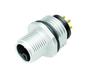 Kuva M12 Laippapistoke, Napojen määrä: 4, suojaamaton, THR, IP68, UL 2238, M16x1,5, Etukiinnitys