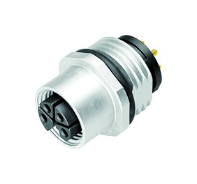 Kuva M12 Laippapistorasia, Napojen määrä: 4, suojaamaton, THR, IP68, UL 2238, M16x1,5, Etukiinnitys